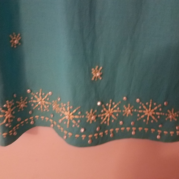 Turquiose dress with pearl bead embroidery - Picture 4 of 4